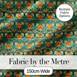 Ornate Green Orange Floral Stripe Seamless Pattern Digital Print Fabric by the Metre UK Sewing Quilting Textile