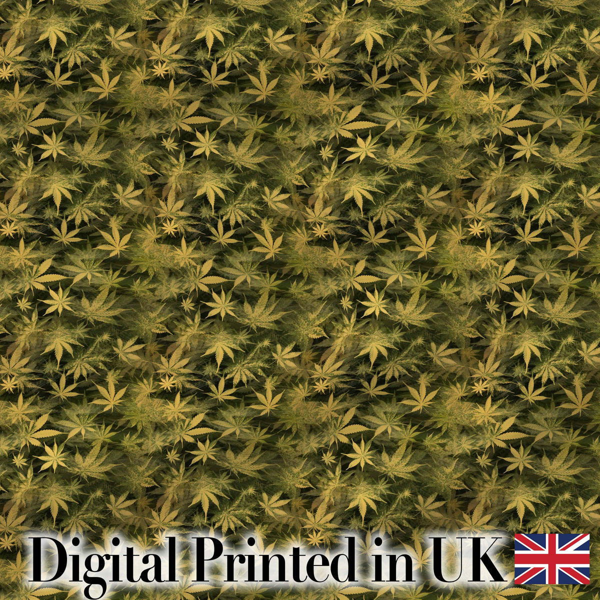 Muted Olive Cannabis Leaf Vintage Style Seamless Pattern Digital Print Fabric by the Metre UK Sewing Quilting Textile