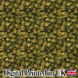 Muted Olive Cannabis Leaf Vintage Style Seamless Pattern Digital Print Fabric by the Metre UK Sewing Quilting Textile