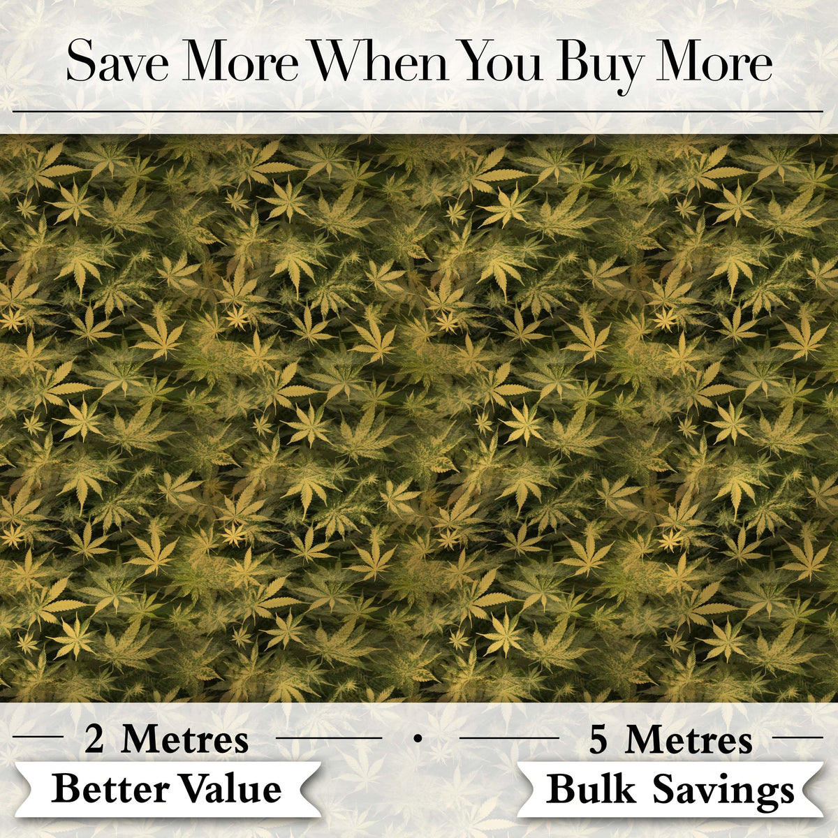 Muted Olive Cannabis Leaf Vintage Style Seamless Pattern Digital Print Fabric by the Metre UK Sewing Quilting Textile