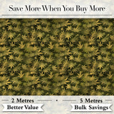 Muted Olive Cannabis Leaf Vintage Style Seamless Pattern Digital Print Fabric by the Metre UK Sewing Quilting Textile