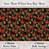 Autumn Red and Green Cannabis Leaves Dense Seamless Pattern Digital Print Fabric by the Metre UK Sewing Quilting Textile