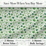 Botanical Mixed Green Leaves and Cannabis Seamless Pattern Digital Print Fabric by the Metre UK Sewing Quilting Textile