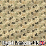 Vintage Beige and Brown Cannabis Leaf Seamless Pattern Digital Print Fabric by the Metre UK Sewing Quilting Textile