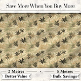 Vintage Beige and Brown Cannabis Leaf Seamless Pattern Digital Print Fabric by the Metre UK Sewing Quilting Textile
