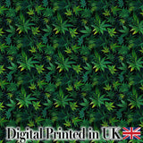 Deep Jungle Green Cannabis Foliage Dense Seamless Pattern Digital Print Fabric by the Metre UK Sewing Quilting Textile