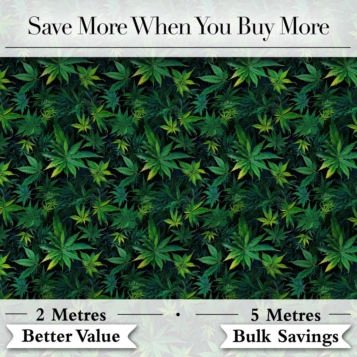 Deep Jungle Green Cannabis Foliage Dense Seamless Pattern Digital Print Fabric by the Metre UK Sewing Quilting Textile