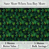 Deep Jungle Green Cannabis Foliage Dense Seamless Pattern Digital Print Fabric by the Metre UK Sewing Quilting Textile