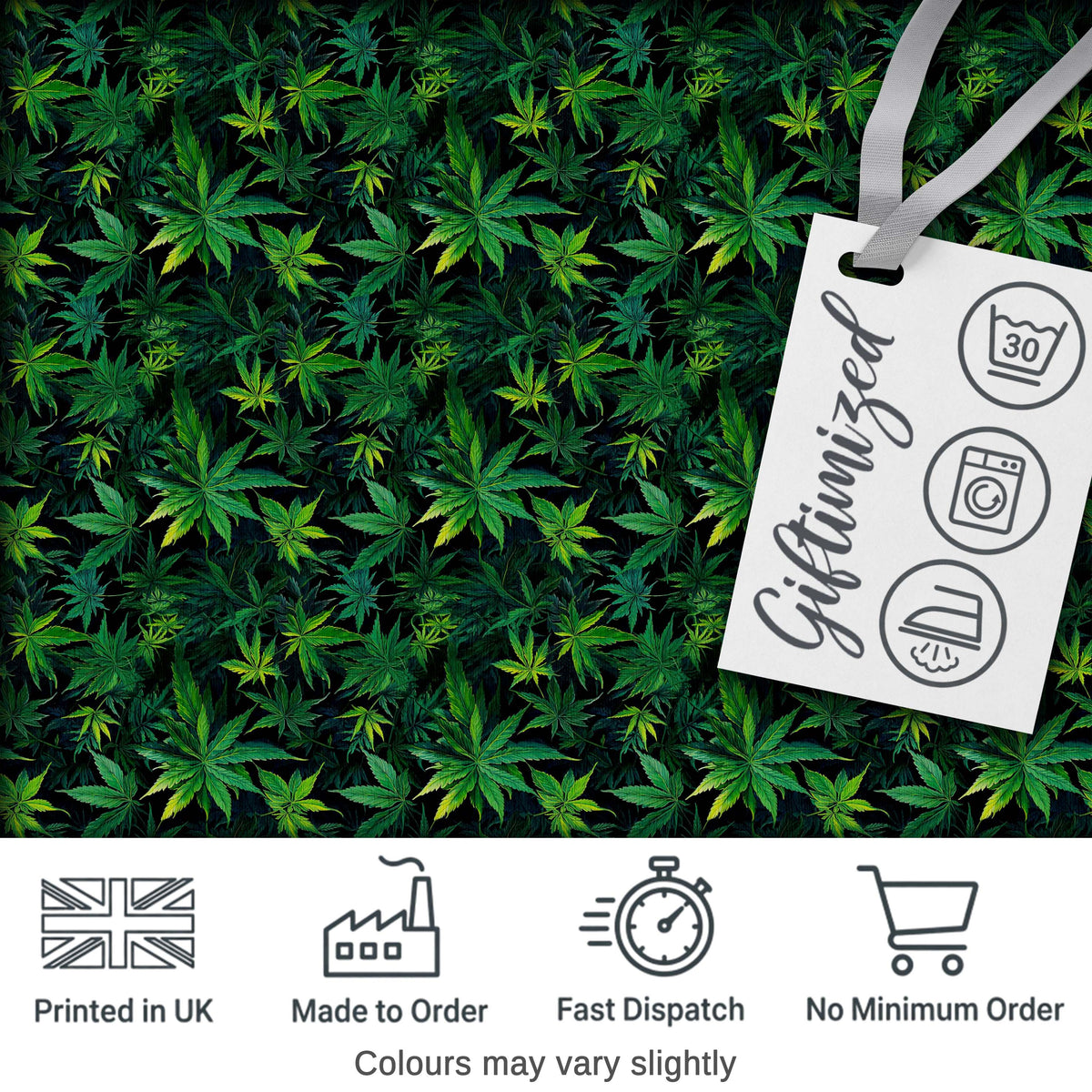 Deep Jungle Green Cannabis Foliage Dense Seamless Pattern Digital Print Fabric by the Metre UK Sewing Quilting Textile