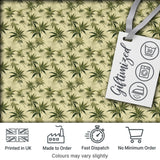 Vintage Olive Green Cannabis Leaves on Beige Seamless Pattern Digital Print Fabric by the Metre UK Sewing Quilting Textile