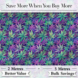 Vibrant Purple and Teal Cannabis Leaves Dense Seamless Pattern Digital Print Fabric by the Metre UK Sewing Quilting Textile