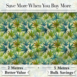 Soft Blue Green and Mustard Cannabis Leaves Seamless Pattern Digital Print Fabric by the Metre UK Sewing Quilting Textile