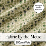 Faded Beige and Green Cannabis Leaf Vintage Seamless Pattern Digital Print Fabric by the Metre UK Sewing Quilting Textile
