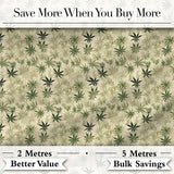 Faded Beige and Green Cannabis Leaf Vintage Seamless Pattern Digital Print Fabric by the Metre UK Sewing Quilting Textile