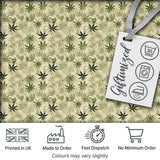 Faded Beige and Green Cannabis Leaf Vintage Seamless Pattern Digital Print Fabric by the Metre UK Sewing Quilting Textile