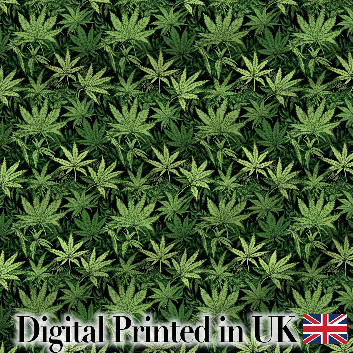 Deep Green Cannabis Jungle Foliage Seamless Pattern Digital Print Fabric by the Metre UK Sewing Quilting Textile