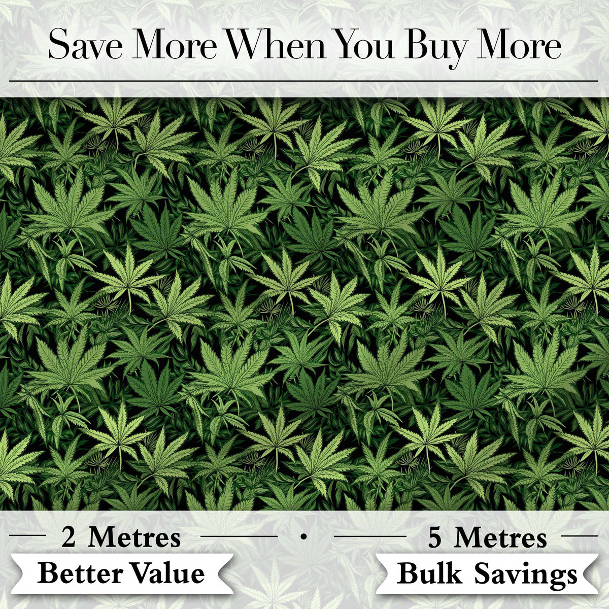 Deep Green Cannabis Jungle Foliage Seamless Pattern Digital Print Fabric by the Metre UK Sewing Quilting Textile