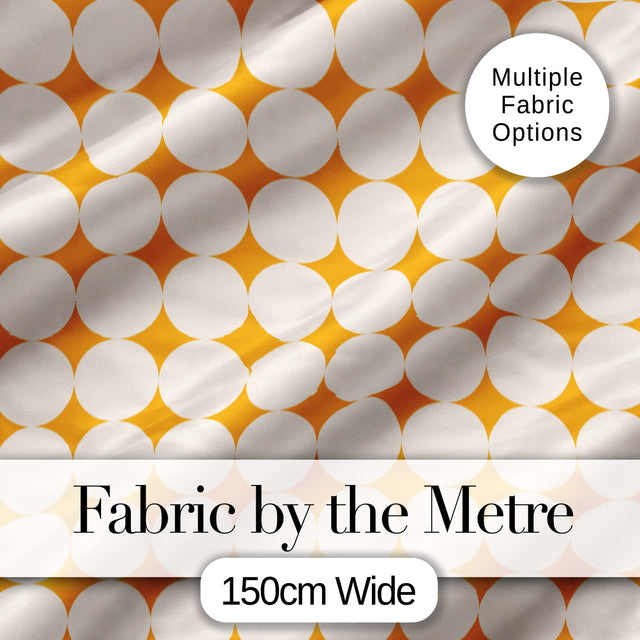 Warm Mustard Background with Cream Circle Repeat Seamless Pattern Digital Print Fabric by the Metre UK Sewing Quilting Textile