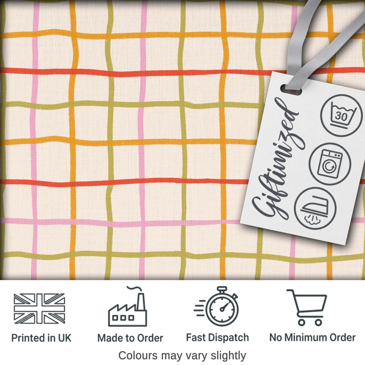 Hand Drawn Wavy Grid Lines Pastel Seamless Pattern Digital Print Fabric by the Metre UK Sewing Quilting Textile