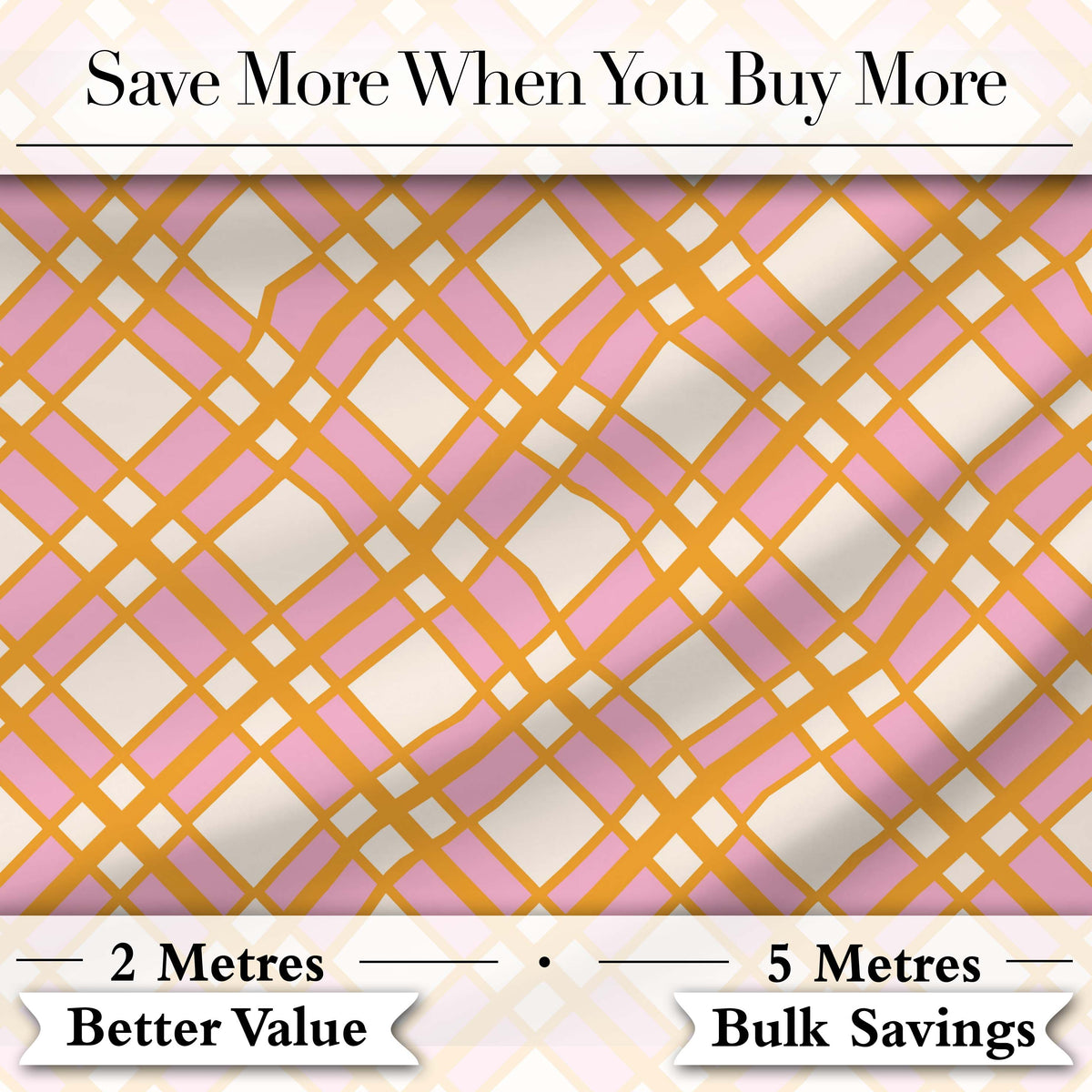 Layered Orange Pink Lattice Geometric Seamless Pattern Digital Print Fabric by the Metre UK Sewing Quilting Textile