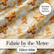 Cute Gingerbread Cookies on Soft Cloud Background Seamless Pattern Digital Print Fabric by the Metre UK Sewing Quilting Textile