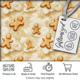 Cute Gingerbread Cookies on Soft Cloud Background Seamless Pattern Digital Print Fabric by the Metre UK Sewing Quilting Textile