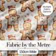 Cute Gingerbread Dolls in Winter Outfit Seamless Pattern Digital Print Fabric by the Metre UK Sewing Quilting Textile
