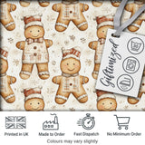 Cute Gingerbread Dolls in Winter Outfit Seamless Pattern Digital Print Fabric by the Metre UK Sewing Quilting Textile