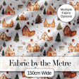 Cute Winter Village Gingerbread Houses Seamless Pattern Digital Print Fabric by the Metre UK Sewing Quilting Textile