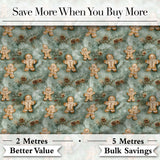 Cute Gingerbread Cookies with Pinecones and Snowflakes Seamless Pattern Digital Print Fabric by the Metre UK Sewing Quilting Textile