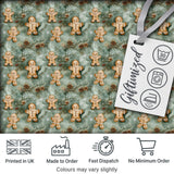 Cute Gingerbread Cookies with Pinecones and Snowflakes Seamless Pattern Digital Print Fabric by the Metre UK Sewing Quilting Textile