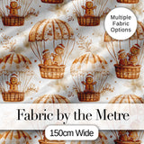 Cute Gingerbread Friends in Hot Air Balloons Vintage Style Seamless Pattern Digital Print Fabric by the Metre UK Sewing Quilting Textile