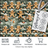 Cute Gingerbread Cookies on Christmas Tree Background Seamless Pattern Digital Print Fabric by the Metre UK Sewing Quilting Textile