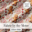 Cute Gingerbread Cookies with Swirl Candies and Bows Seamless Pattern Digital Print Fabric by the Metre UK Sewing Quilting Textile