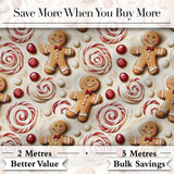 Cute Gingerbread Cookies with Swirl Candies and Bows Seamless Pattern Digital Print Fabric by the Metre UK Sewing Quilting Textile