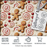 Cute Gingerbread Cookies with Swirl Candies and Bows Seamless Pattern Digital Print Fabric by the Metre UK Sewing Quilting Textile