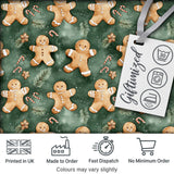 Cute Gingerbread Cookies on Green Festive Background Seamless Pattern Digital Print Fabric by the Metre UK Sewing Quilting Textile
