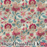 Vintage Botanical Floral Pattern with Pink Blooms Seamless Pattern Digital Print Fabric by the Metre UK Sewing Quilting Textile