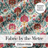 Decorative Damask Floral Pattern with Teal and Pink Accents Seamless Pattern Digital Print Fabric by the Metre UK Sewing Quilting Textile