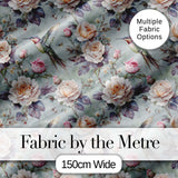 Elegant Hummingbird with Roses Soft Pastel Floral Seamless Pattern Digital Print Fabric by the Metre UK Sewing Quilting Textile