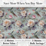 Elegant Hummingbird with Roses Soft Pastel Floral Seamless Pattern Digital Print Fabric by the Metre UK Sewing Quilting Textile