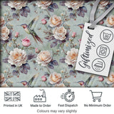 Elegant Hummingbird with Roses Soft Pastel Floral Seamless Pattern Digital Print Fabric by the Metre UK Sewing Quilting Textile