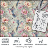 Delicate Hummingbird and Blossoms Pastel Garden Seamless Pattern Digital Print Fabric by the Metre UK Sewing Quilting Textile