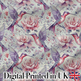 Vintage Style Hummingbird and Floral Garden Seamless Pattern Digital Print Fabric by the Metre UK Sewing Quilting Textile