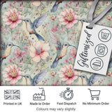 Pastel Hummingbird and Blossom Garden Seamless Pattern Digital Print Fabric by the Metre UK Sewing Quilting Textile