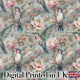 Vintage Hummingbird with Soft Floral Garden Seamless Pattern Digital Print Fabric by the Metre UK Sewing Quilting Textile