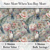 Vintage Hummingbird with Soft Floral Garden Seamless Pattern Digital Print Fabric by the Metre UK Sewing Quilting Textile