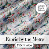 Soft Hummingbird with Blossom Floral Garden Seamless Pattern Digital Print Fabric by the Metre UK Sewing Quilting Textile
