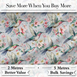Soft Hummingbird with Blossom Floral Garden Seamless Pattern Digital Print Fabric by the Metre UK Sewing Quilting Textile