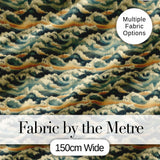 Vintage Ocean Waves Japanese Style Seamless Pattern Digital Print Fabric by the Metre UK Sewing Quilting Textile